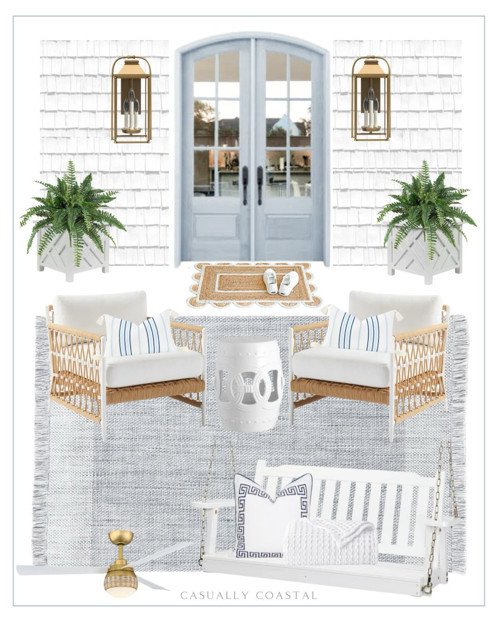 By request, sharing some inspo for your front porch! Don’t miss out on this set of outdoor chairs - the set of two is currently on sale for just $247!!
-
front porch decor, front porch ideas, coastal front porch, coastal home, coastal decor, coastal outdoor furniture, coastal front porch furniture, patio furniture, white planter box, patio plant pot, scalloped natural jute area rug, amazon doormat, coastal rug, indoor/outdoor rug, blue rug, 2x3 rug, coastal pillow cover, amazon outdoor pillows, blue & white outdoor pillows, border frame pillow cover, pottery barn rug, outdoor performance rug, solid wood porch swing, white porch swing, woven rope outdoor armchair accent chair, patio chairs, outdoor accent chair, white outdoor accent chair, wicker lounge chair, Walmart outdoor furniture, artificial Boston fern hanging plant, Amazon faux plants, hanging plants, ceramic drum garden stool, amazon garden stool, white side table, outdoor side table, coastal stool, outdoor stool, ceiling fan with LED lights, outdoor ceiling fan, 3 light outdoor aluminum wall light, cooling cotton waffle weave blanket, white blanket, Amazon blanket, outdoor rocking chair, white rocking chair, outdoor decor, outdoor lights, front door lights, brass lights

#LTKSaleAlert #LTKFindsUnder100 #LTKHome