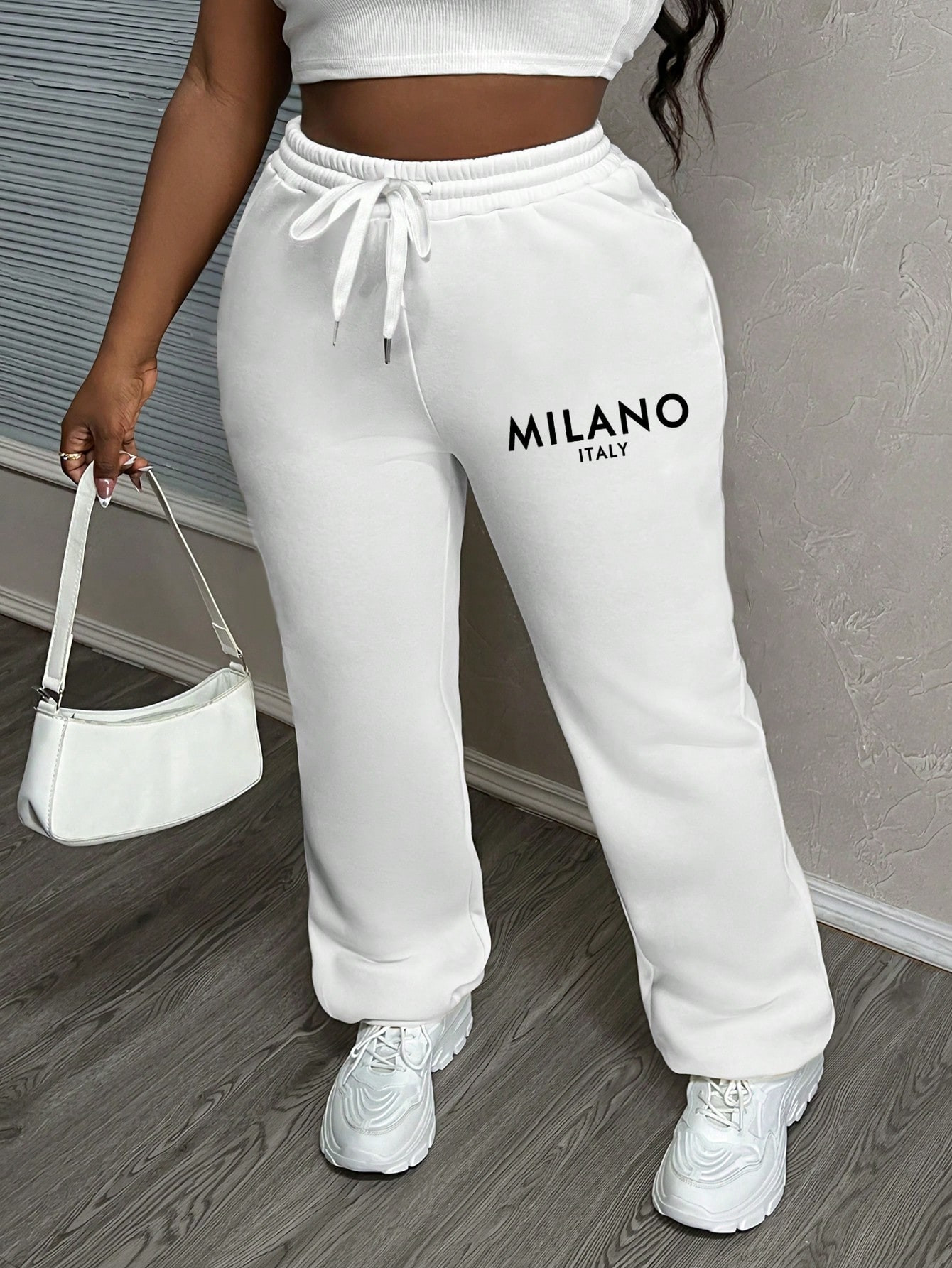 SHEIN Slayr Women's Casual & Simple Milano Drawstring Hem Thickened Sweatpants Set, Suitable For ... | SHEIN
