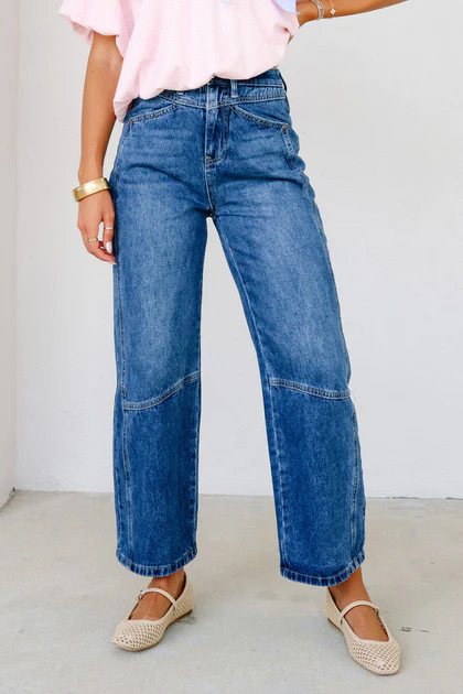 Extra Touch High Rise Dark Cropped Barrel Jean | The Willow Tree