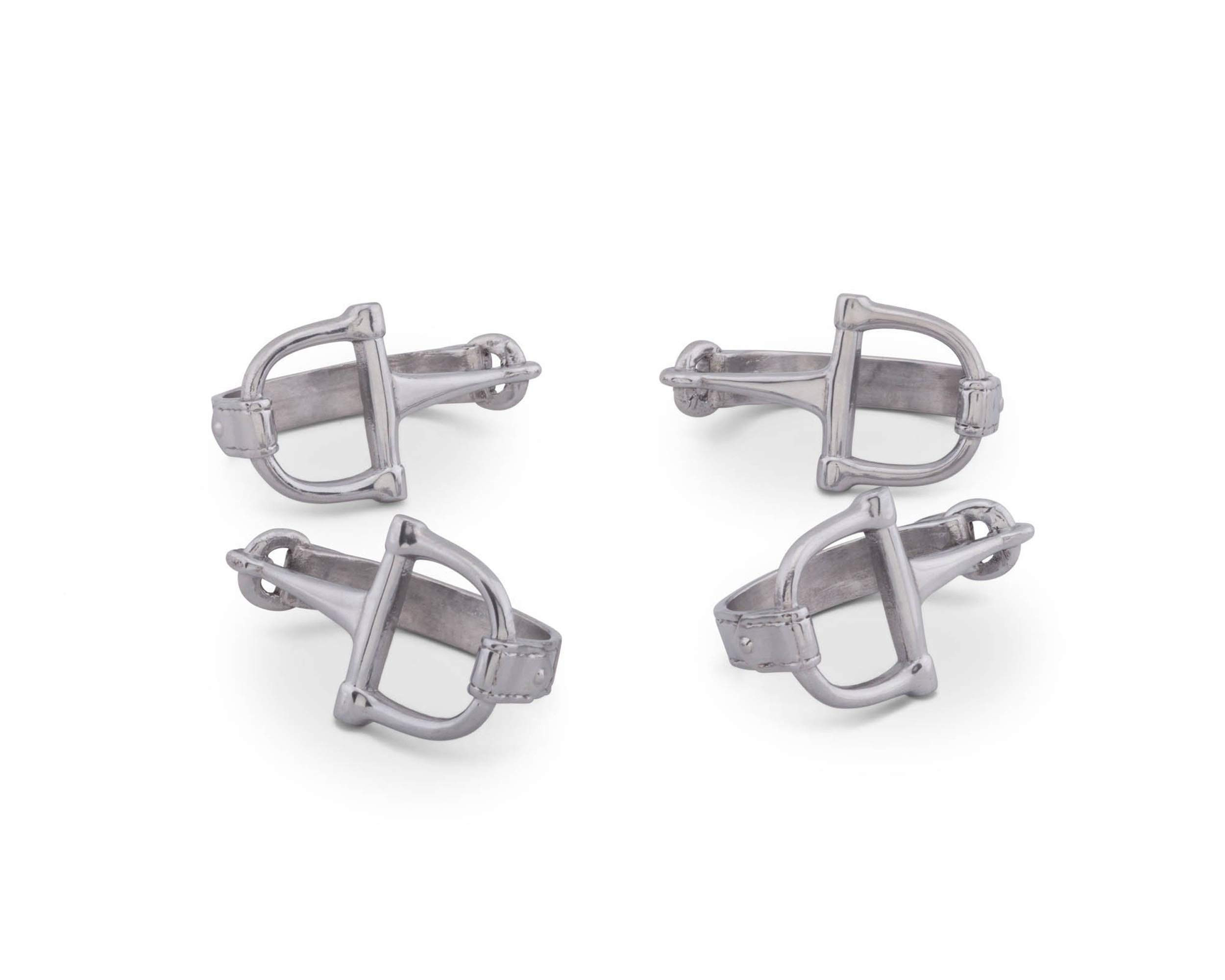 Arthur Court Designer Metal Bit Napkin Rings, Set of 4, Equestrian Aluminum Cast, Horse Horseshoe... | Amazon (US)