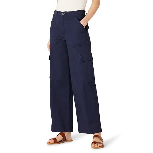 Amazon Essentials Women's High-Rise Regular-Fit Full-Length Cargo Khaki Pant, Navy, 0 | Amazon (US)