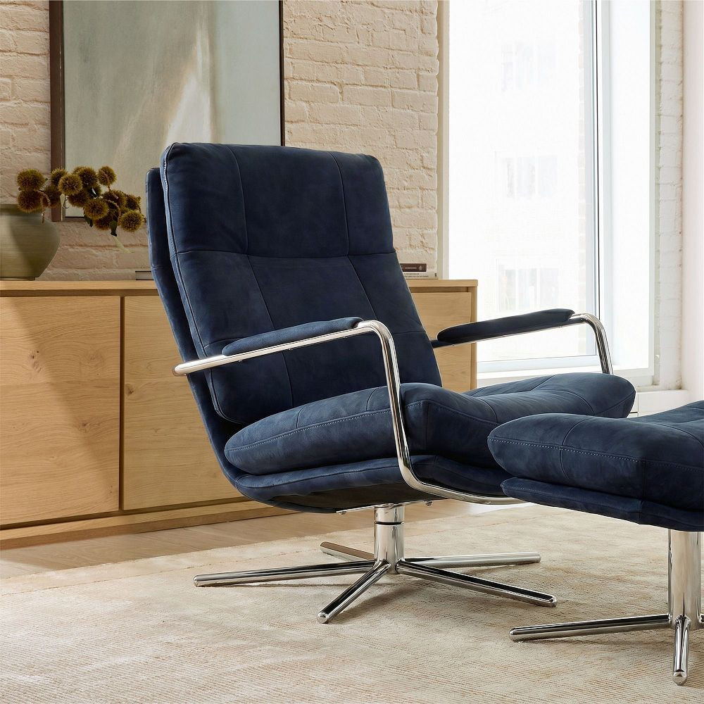 Brodie Leather Swivel Arm Chair | West Elm (US)