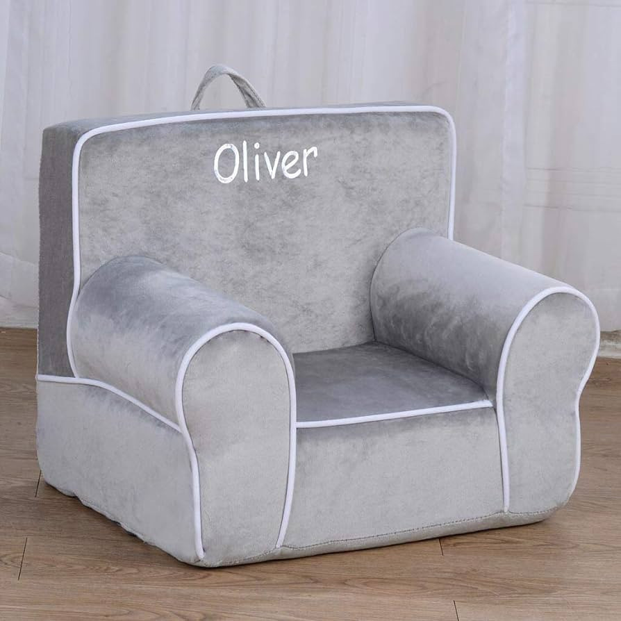 DIBSIES Personalized Creative Wonders Toddler Chair - Ages 1.5 to 4 Years Old (Gray with White Pi... | Amazon (US)