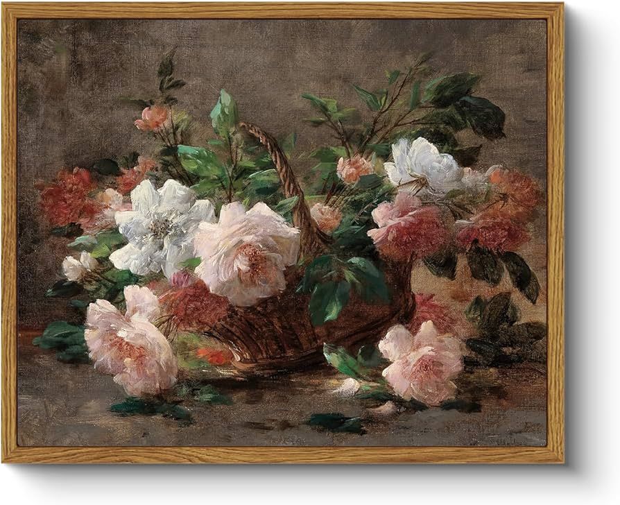 ARPEOTCY Floral Framed Wall Art, Roses Bathroom Art Decor Aesthetic, 9x11 Inch Canvas Art, Farmho... | Amazon (US)
