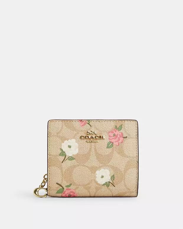 Snap Wallet In Signature Canvas With Floral Print | Coach Outlet