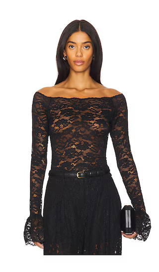 Ronny Kobo Maribeth Top in Black. - size S | Revolve Clothing (Global)