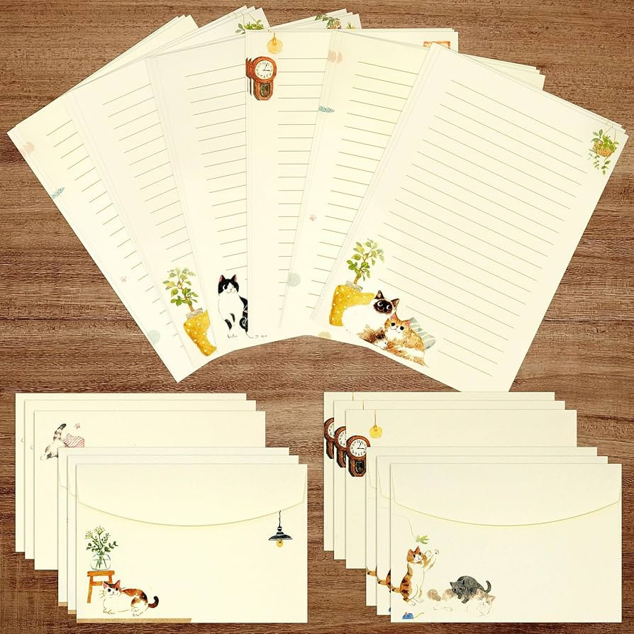 36 PCS Writing Paper and Envelopes Set, Warm Cute Cat Themed Stationary Set Design for Invitation... | Amazon (US)