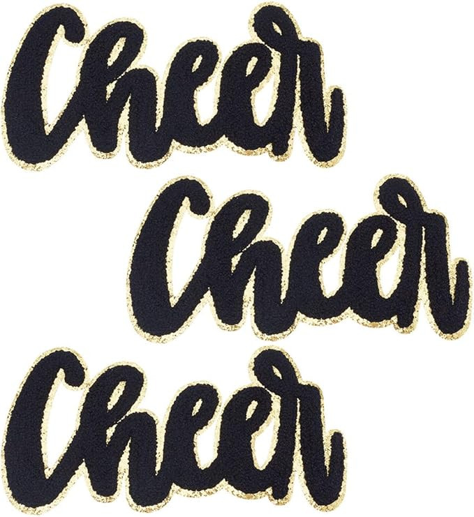 3Pcs 9.84 * 5 Inch Black Cheer Chenille Letter Patch Embroidered Cheerleading on Patches Letters ... | Amazon (US)