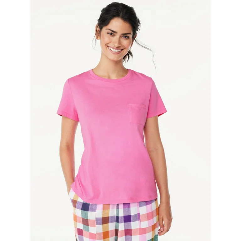 Joyspun Women's Short Sleeve Sleep Top, Sizes XS to 3X | Walmart (US)