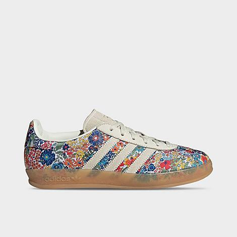 adidas Women's Originals x Liberty London Gazelle Indoor LE Casual Shoes in Off White/Gum/Collegiate Green Size: 5.5 | Finish Line (US)