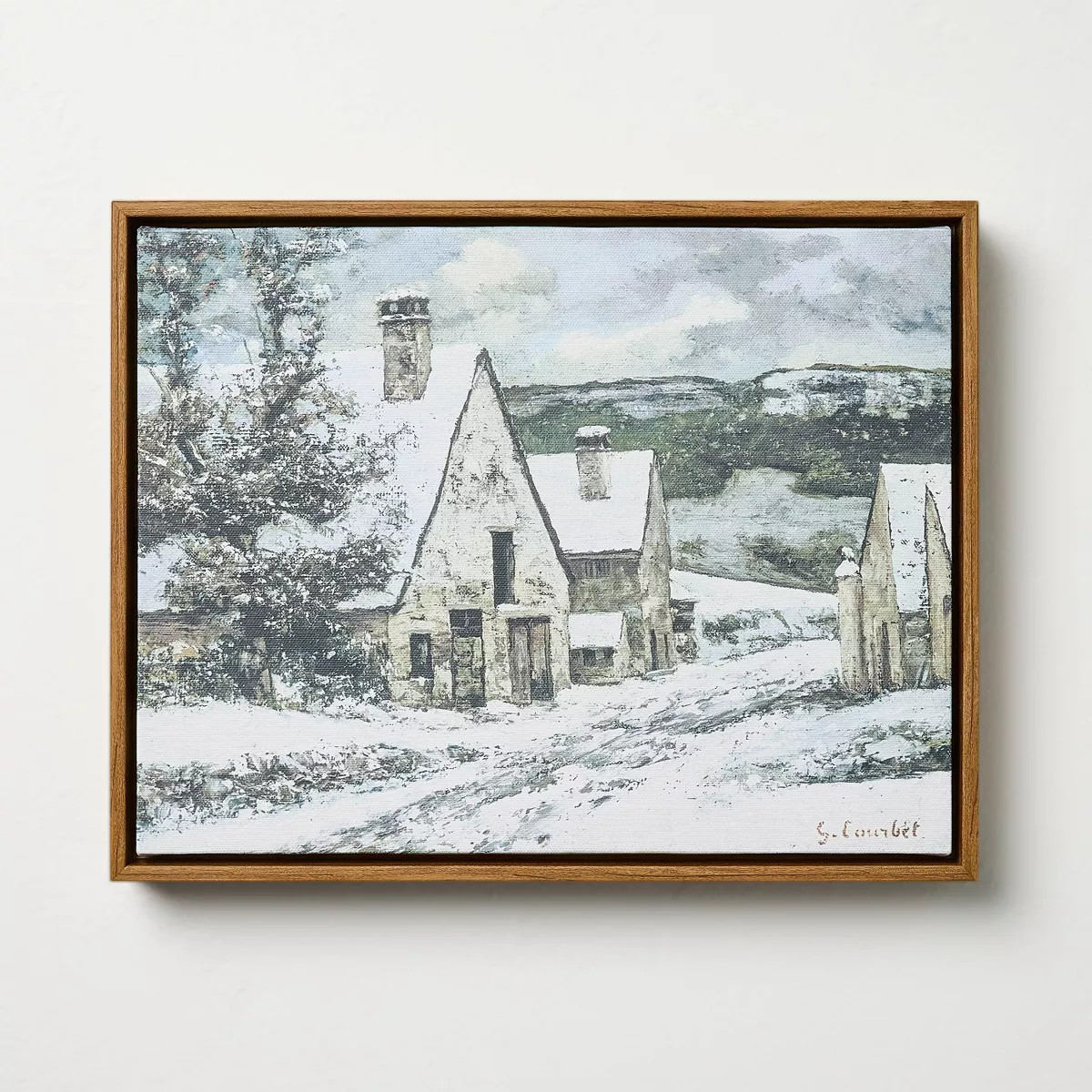 11"x14" Snowy Town Burlap Wall Art - Hearth & Hand™ with Magnolia | Target