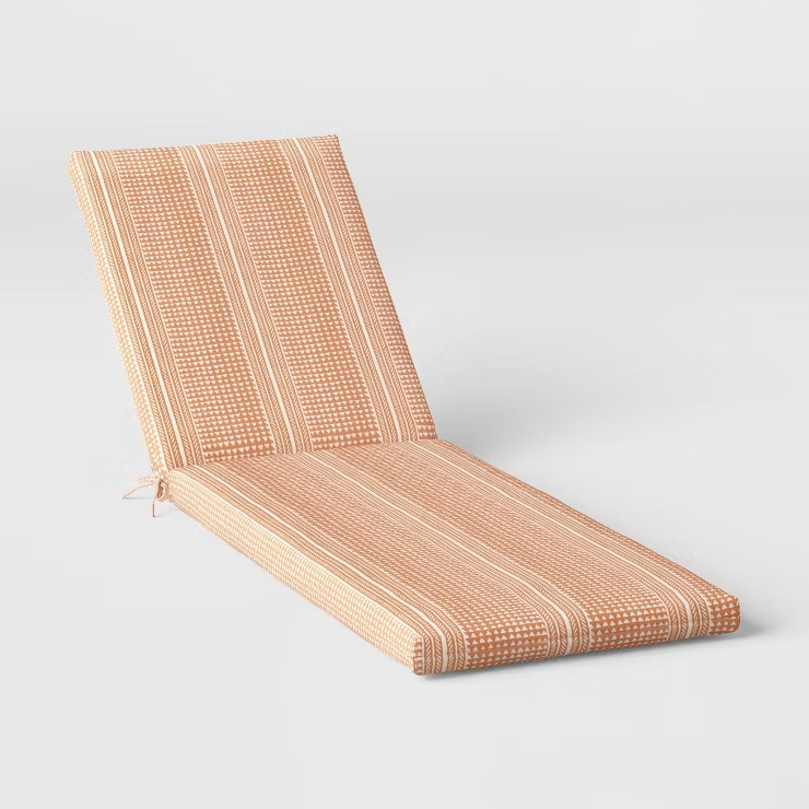 DuraSeason Fabric™ Outdoor Chaise Cushion Geo Stripe Orange - Threshold™ | Target