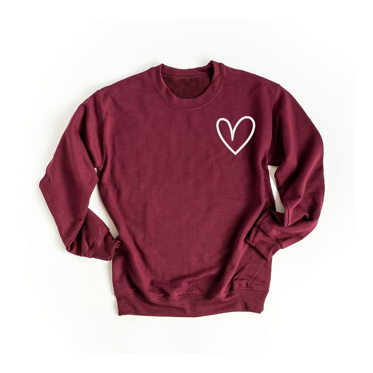 Simply Sage Market Women's Graphic Sweatshirt Embroidered Hand Drawn Heart - White LC | Target