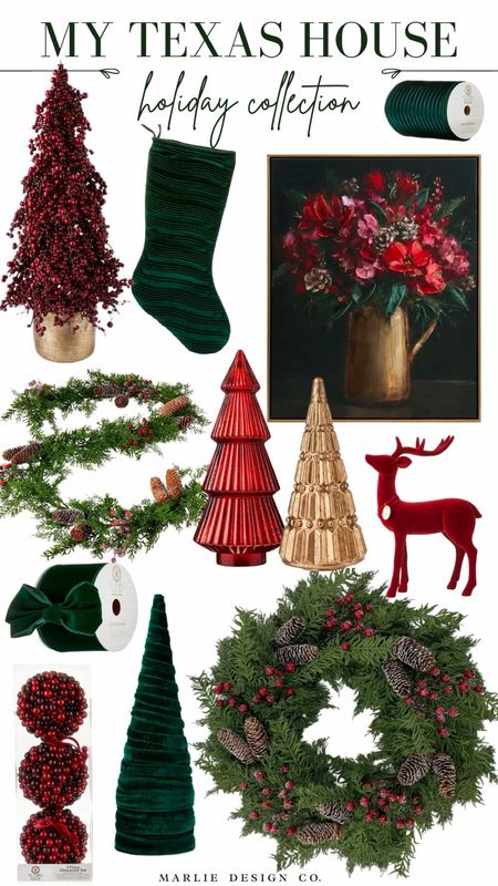 My Texas House Holiday Collection | Christmas decor | holiday decor | Walmart | Walmart finds | glass Christmas tree | Christmas wreath | green velvet ribbon | holiday art | winter art | reindeer statue 

#LTKSeasonal #LTKHoliday #LTKhome
