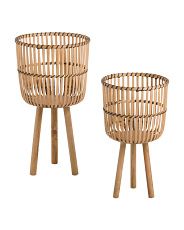 Set Of 2 Wicker Footed Planters | TJ Maxx
