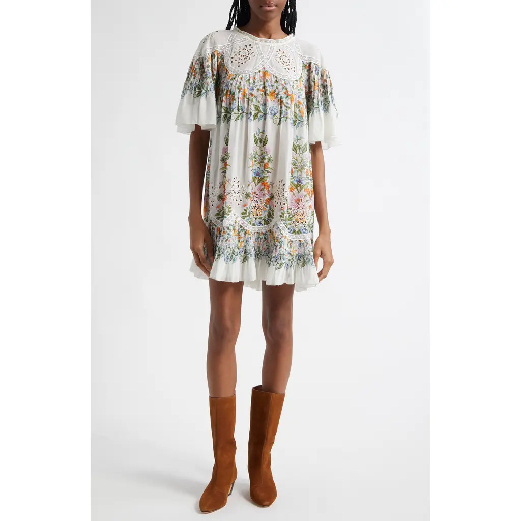 FARM Rio Sweet Bloom Cotton Eyelet Shift Dress in Off-White at Nordstrom Rack, Size Large | Nordstrom Rack