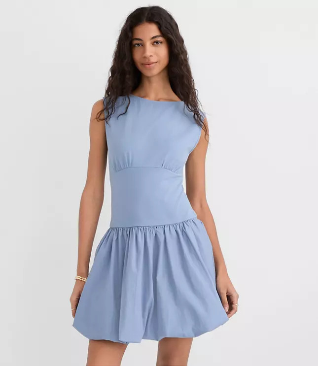 Mixed Media Bubble Dress | LOFT