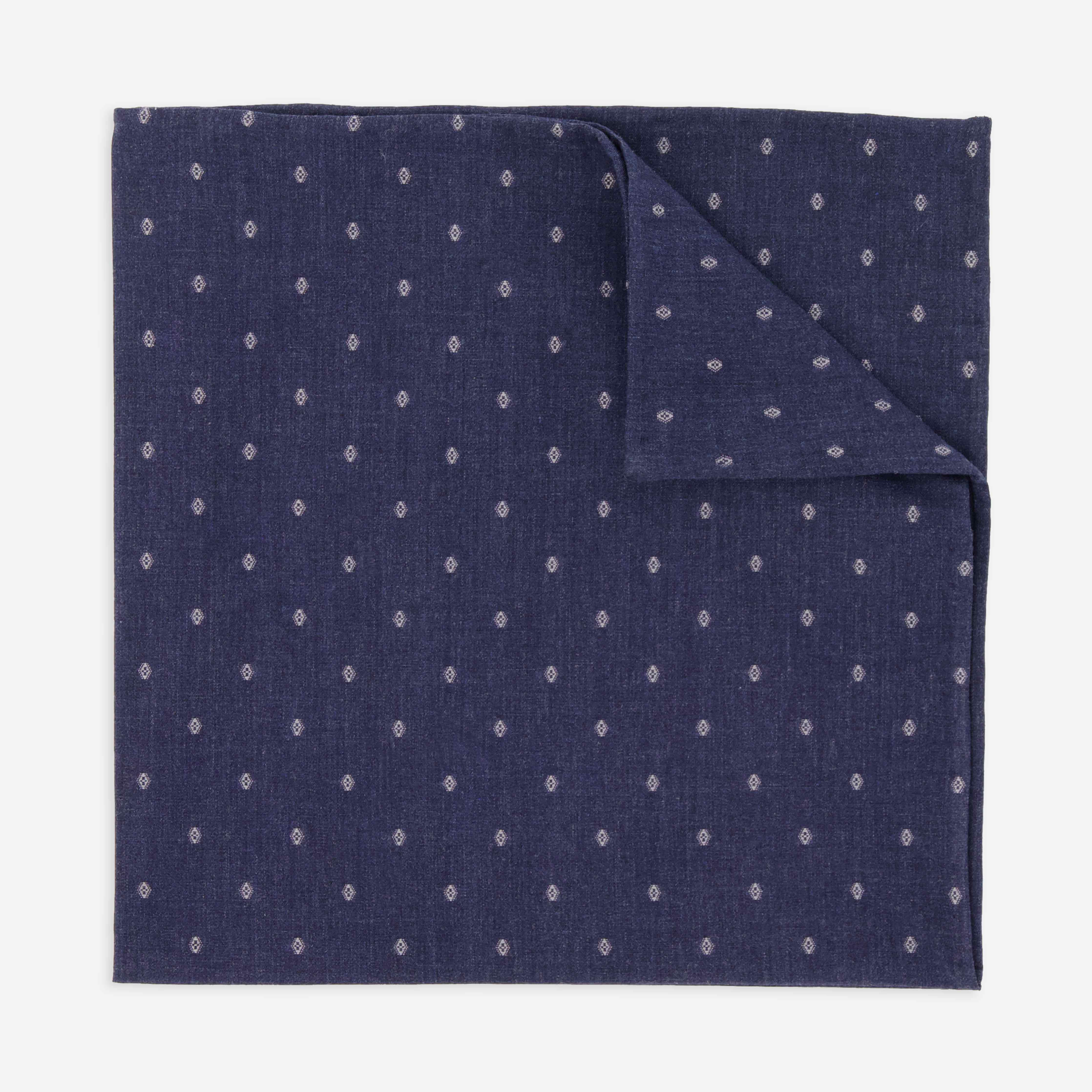 Medallion Dot Navy Pocket Square | Cotton Pocket Squares | Tie Bar | The Tie Bar