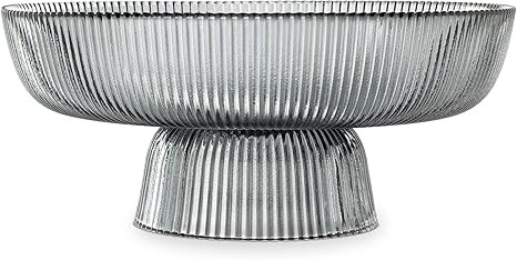 Navaris Glass Fruit Bowl - Decorative Fluted Colored Glass Bowl for Fruit Snacks Candy - 10.2" Di... | Amazon (US)