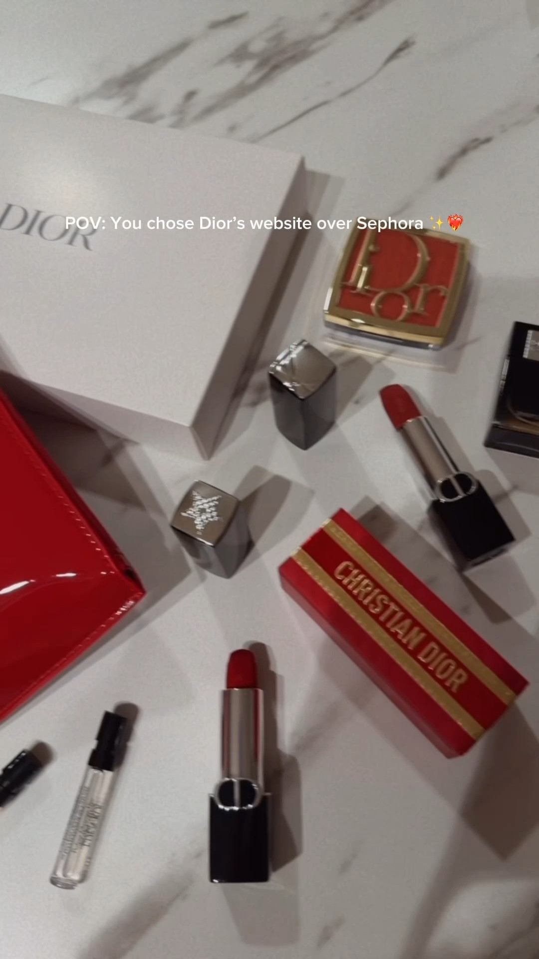 You chose a Dior website over Sephora and you got some fun FREE gifts! 🎁🤩 

Like that cute Christian Dior red pouch makeup bag for free. 💄 

❤️ *Use PROMO CODE — FREE RED POUCH Christian Dior: LUNAR26 ❤️

(Only in January with a $130+ purchase!)

HURRY!!! It DOES SELL OUT FAST!! 🏃‍♀️ 

Also join their FREE Dior Beauty membership to rank up points and bonuses for more free gifts. 🎁 

I got two limited edition Dior lipsticks from Dior beauty and also a blush. It came beautifully wrapped with a stunning gift box 2 sample perfume, and one mini perfume of your choice. Sometimes it even comes with skin care products.

#dior #ChristianDior #diorbeauty #luxury #luxurybeauty #beauty #makeup #luxurymakeup #designer #designermakeup #designerlipstick #lipsticks 

#LTKFindsUnder100 #LTKBeauty #LTKgrwm