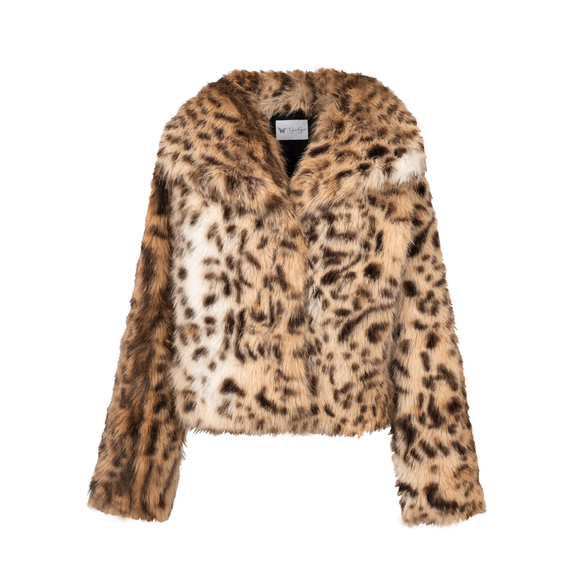 Jessica Simpson Women's Round Collar Faux Fur Jacket, Sizes XS-XXL | Walmart (US)