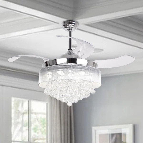 46" Broxburne 4 - Blade LED Ceiling Fan with Remote Control and Light Kit Included | Wayfair North America