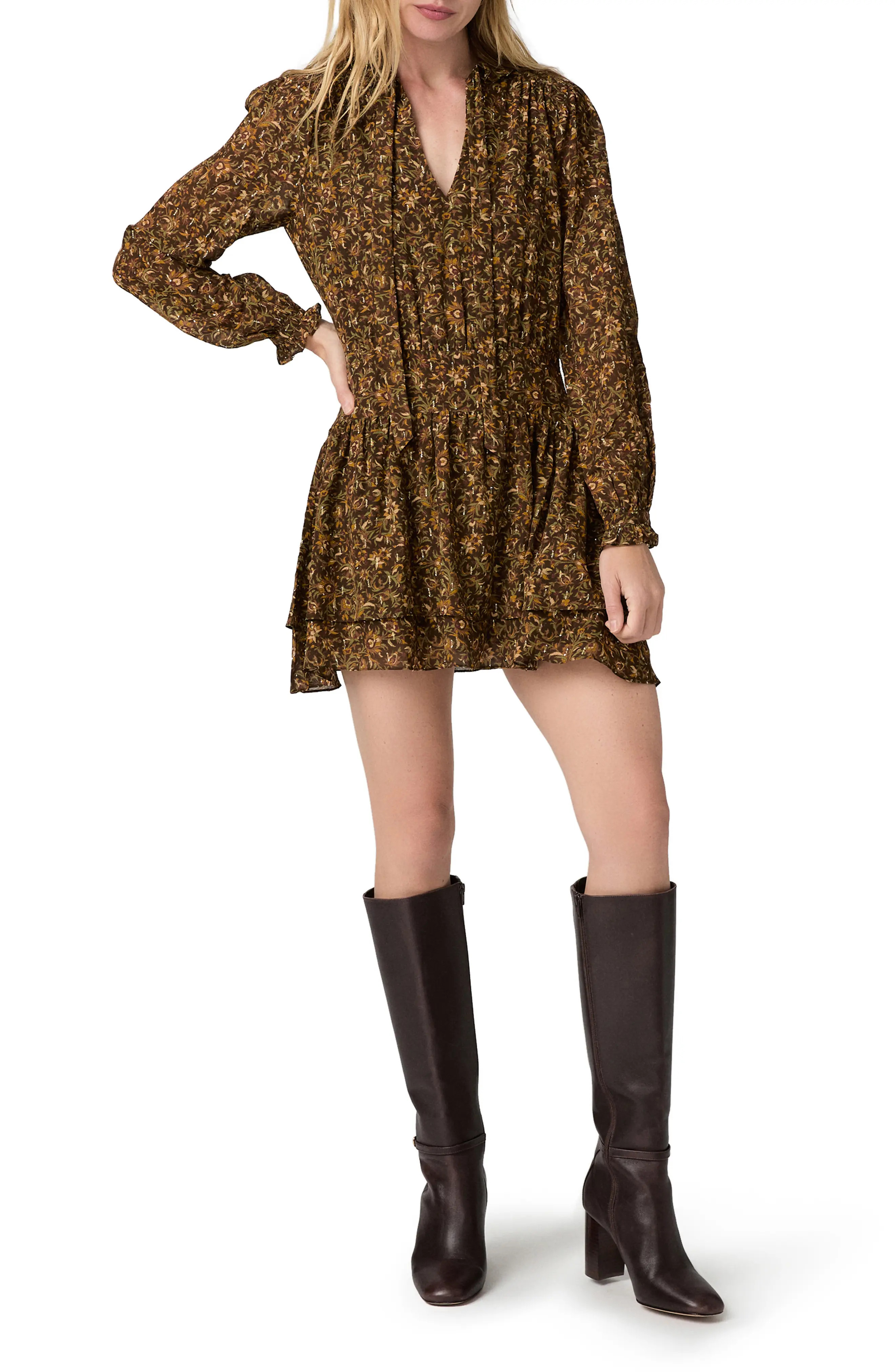 PAIGE Nantes Metallic Silk Chiffon Minidress (Women) | Nordstrom | Nordstrom