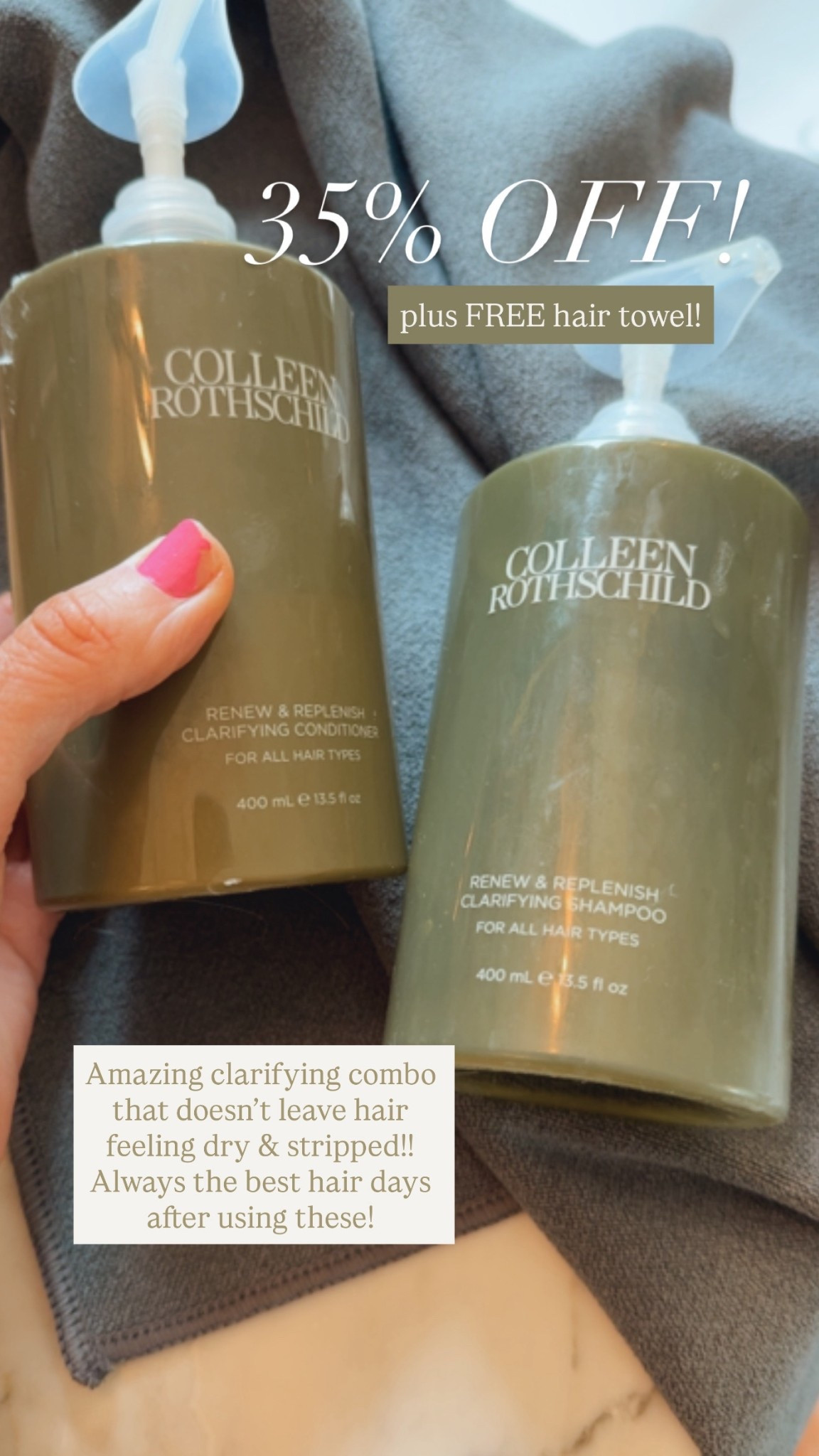 My go-to clarifying shampoo & conditioner! On sale now + a free hair towel!

#LTKOver40 #LTKBeauty #LTKSaleAlert