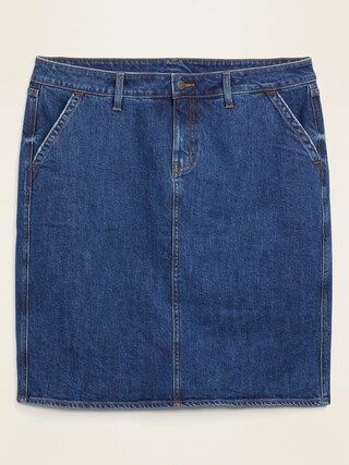High-Waisted Secret-Slim Pockets Plus-Size Jean Skirt | Old Navy (US)