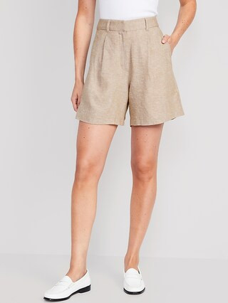 Extra High-Waisted Taylor Linen-Blend Trouser Shorts for Women -- 6-inch inseam | Old Navy (US)