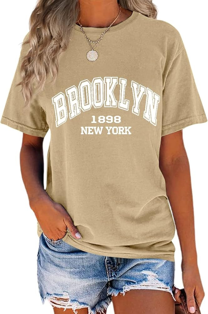 TAKEYAL Women Los Angeles Graphic T Shirts California Letter Print Short Sleeve Tee Loose Casual ... | Amazon (US)