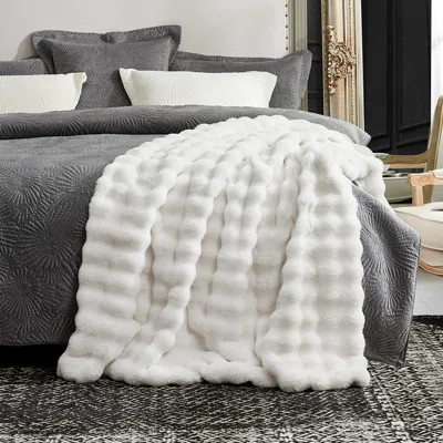 Soft Faux Fur Throw Blanket Plush Thick Bubble Blanket For Sofa, Bedroom, Living Room | Wayfair North America