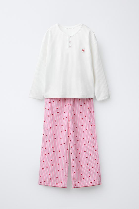 AGES 6-14 / COMBINED HEART AND STRIPE PYJAMAS | Zara FR
