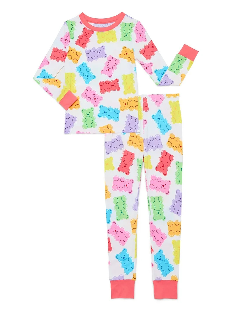 Way To Celebrate Girls' Tight Fit Top and Pants Pajama Set, 2-Piece Set, Sizes 4-10 | Walmart (US)