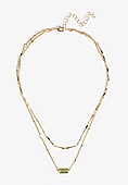 Gold Faux Olivine Stone Layered Necklace | Maurices