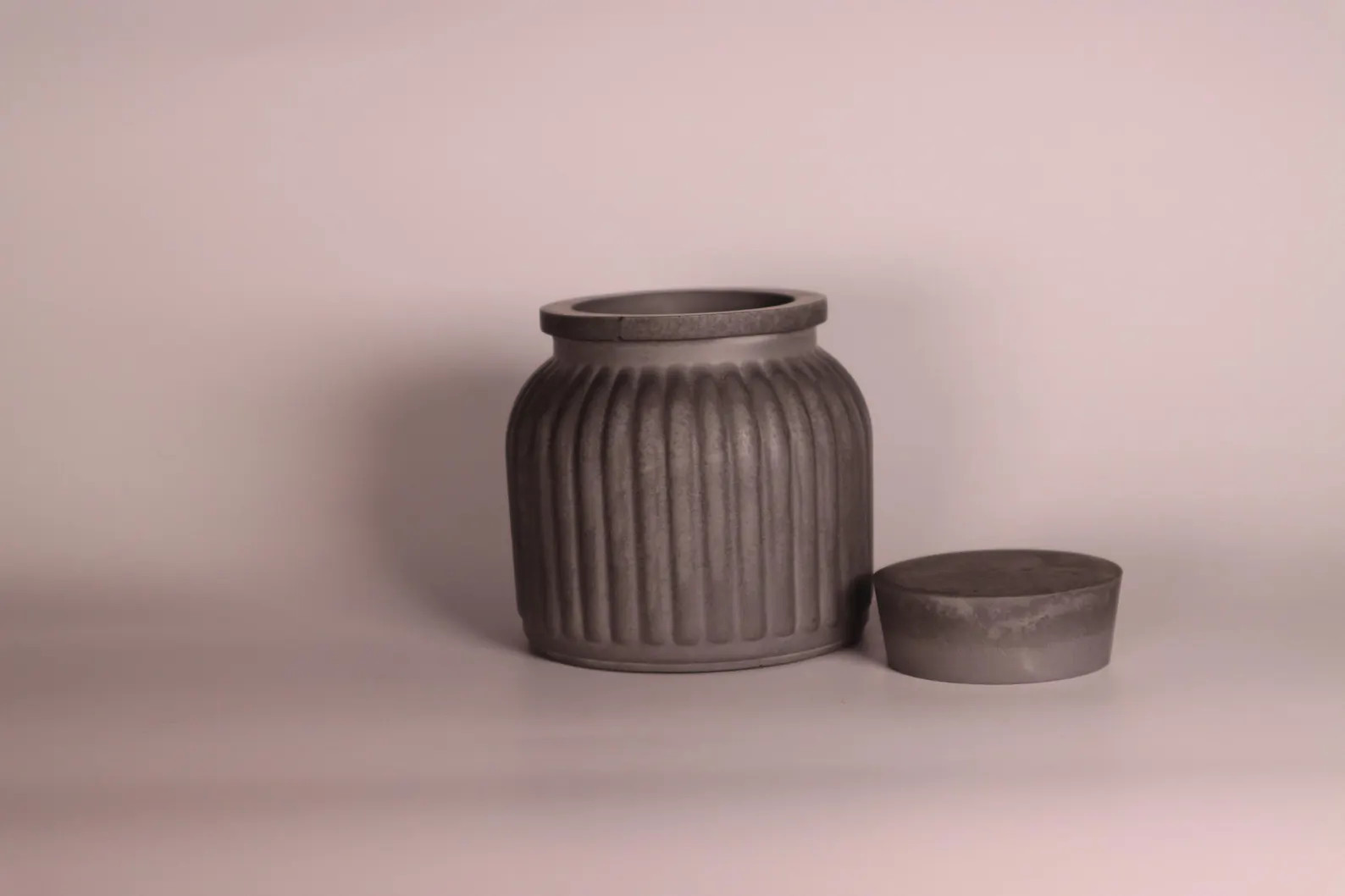 Concrete Fluted Jar with Lid: Bathroom Organizer, Qtip Holder | Etsy (Global)