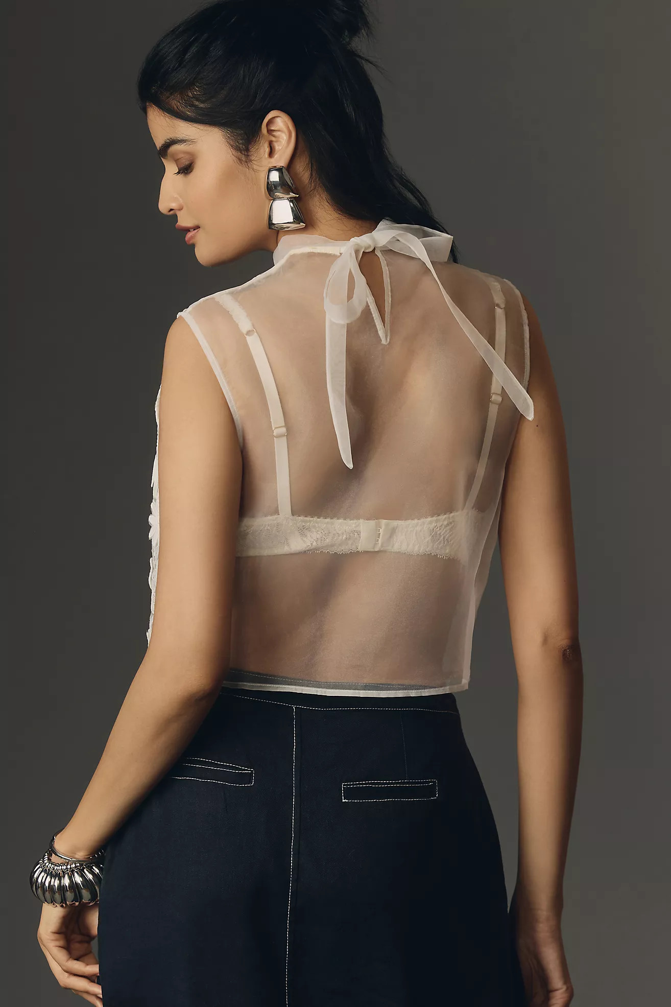 Maeve Sleeveless Sheer Floral Blouse | Anthropologie (US)