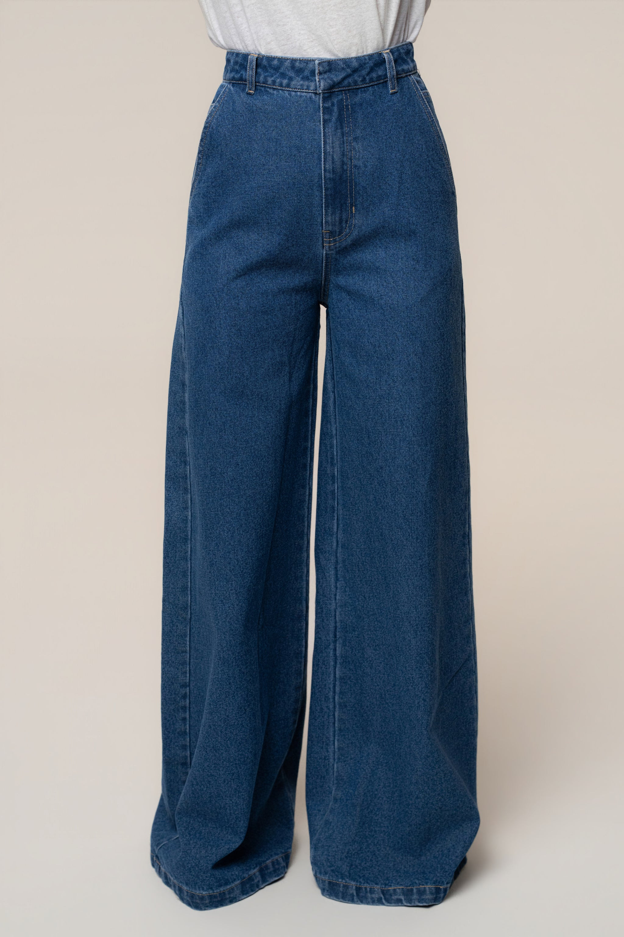 Medium Wash Wide Leg Denim Jean | JLUXLABEL US