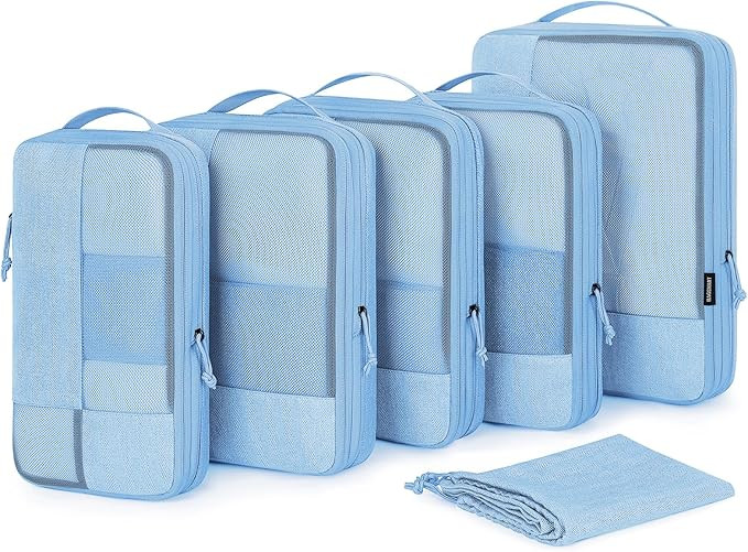 BAGSMART Compression Packing Cubes for Travel, 6 Set Packing Cubes for Carry on Suitcases, Compre... | Amazon (US)