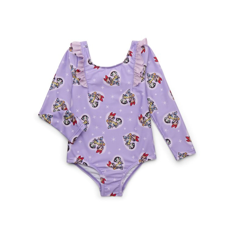 Character Toddler Girl Long- Sleeve Ruffle One- Piece Swimsuit, Sizes 12M-5T - Walmart.com | Walmart (US)