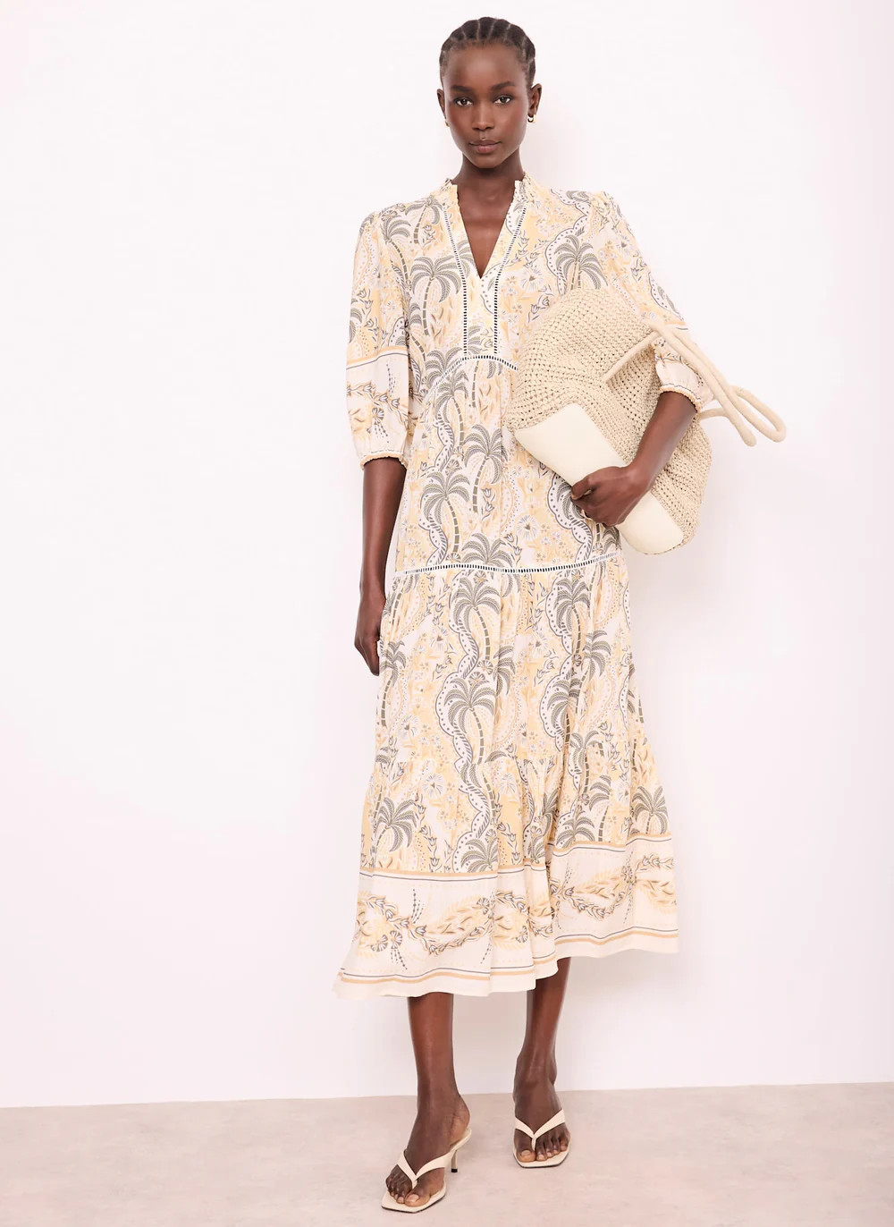 Neutral Palm Print Maxi Dress | Mint Velvet - US