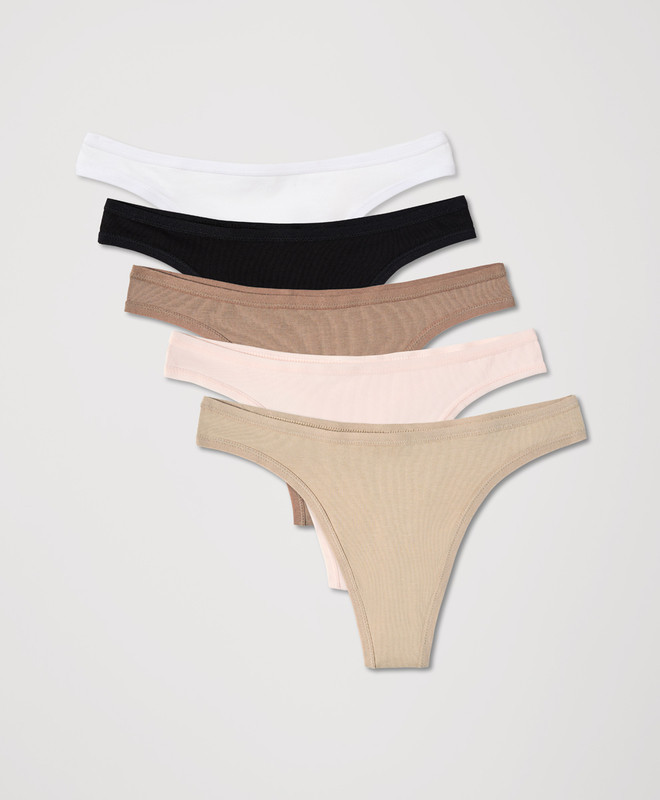 Women’s Everyday Classic Fit Thong 5-pack made with Organic Cotton | Pact | Pact Apparel