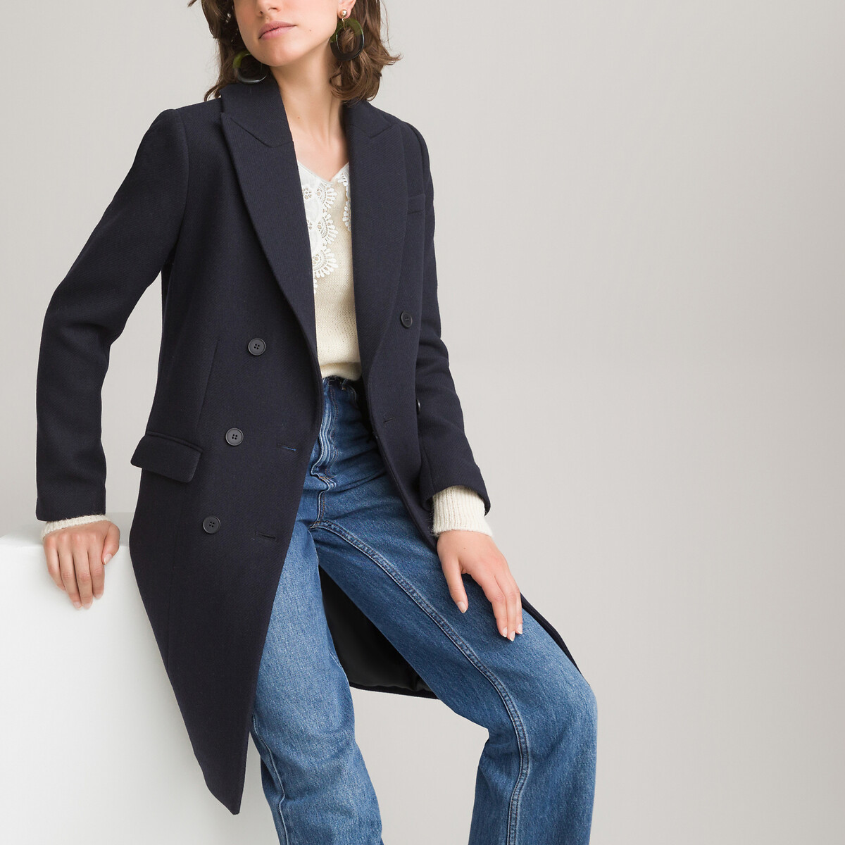Wool Mix Tailored Coat, Mid-Length | La Redoute (UK)