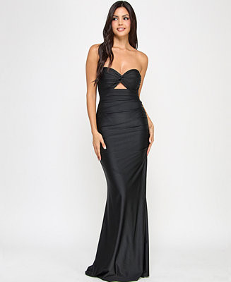 Juniors' Strapless Twist-Front Cutout Gown, Created for Macy's | Macy's