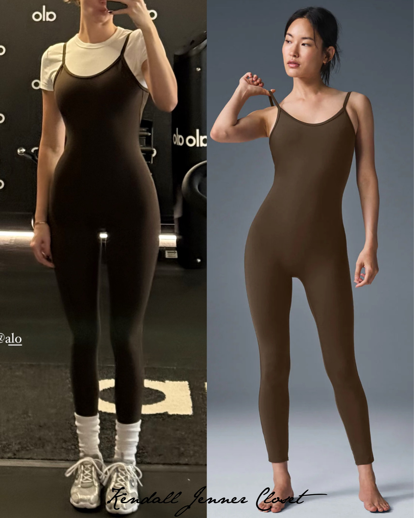 #KendallJenner sports the #Alo ‘Airbrush One and Done Onesie’ ($138) in Espresso ☕️ 



#LTKActive