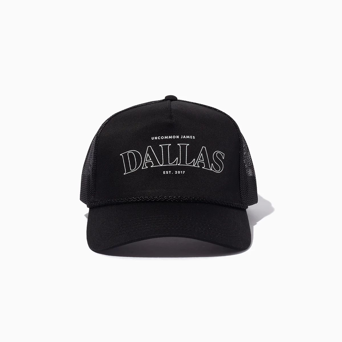 Dallas Trucker Hat in Black and Beige | Uncommon James | Uncommon James