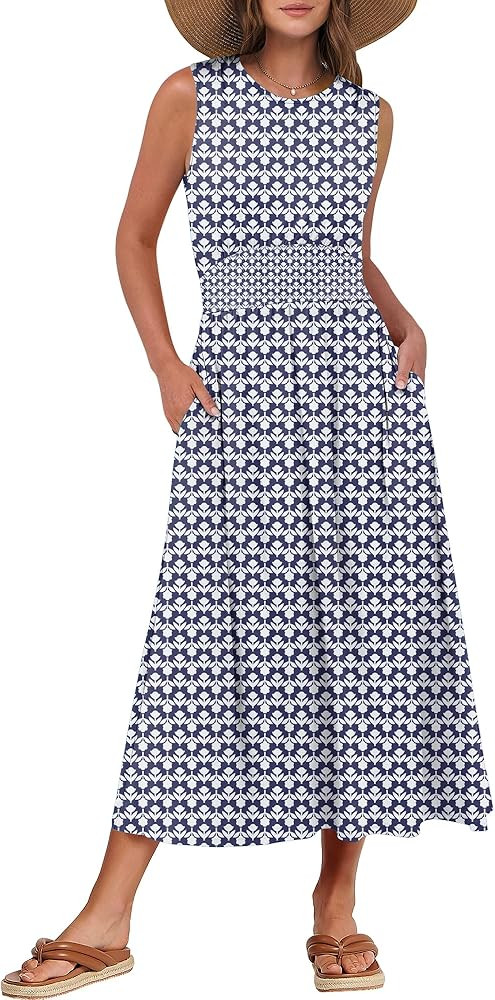 Prinbara Summer Maxi Dresses for Women 2025 Casual Sleeveless Boho Midi Dress Spring Beach Vacati... | Amazon (US)