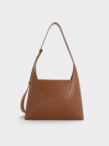Nasrin Geometric Hobo Bag
    
         - Chocolate | Charles & Keith UK