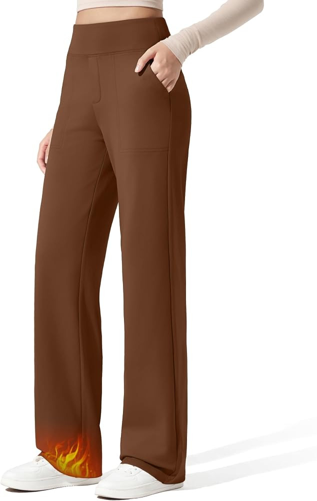 G4Free EverGoing Fleece Lined Wide Leg Pants for Women Dressy Work Casual | Amazon (US)