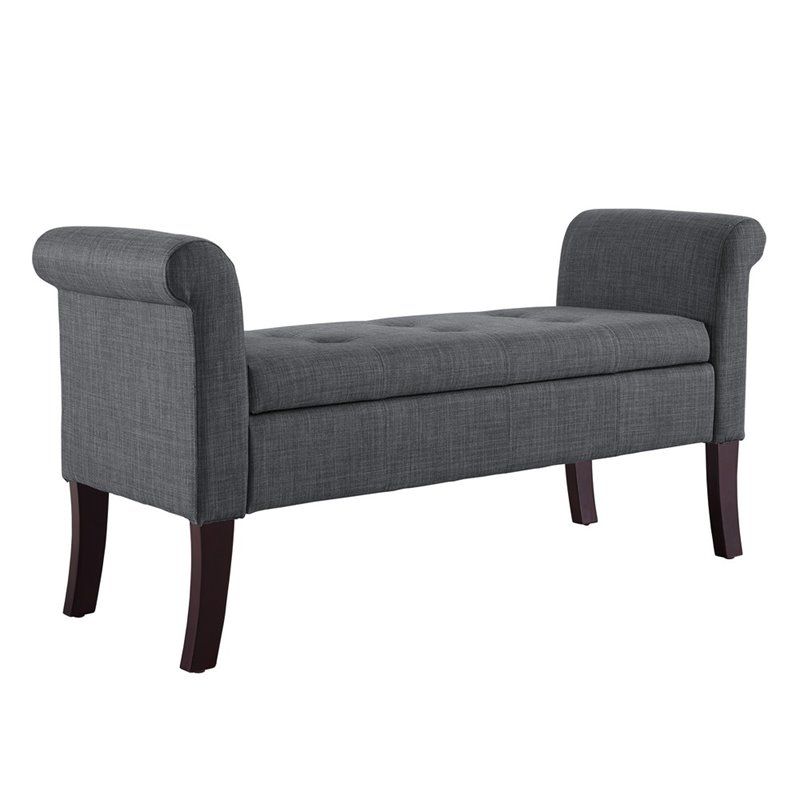 Linon Kadie Storage Wood Upholstered Bench in Gray - Walmart.com | Walmart (US)